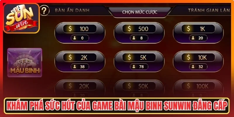 Khám phá sức hút của game bài Mậu Binh Sunwin