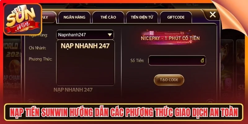 Hap tien sunwin huong dan cac phuong thuc giao dich an toan