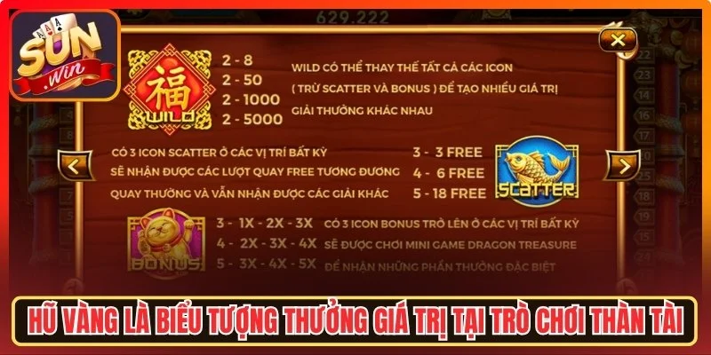 Hũ Vàng là biểu tượng thưởng giá trị tại trò chơi